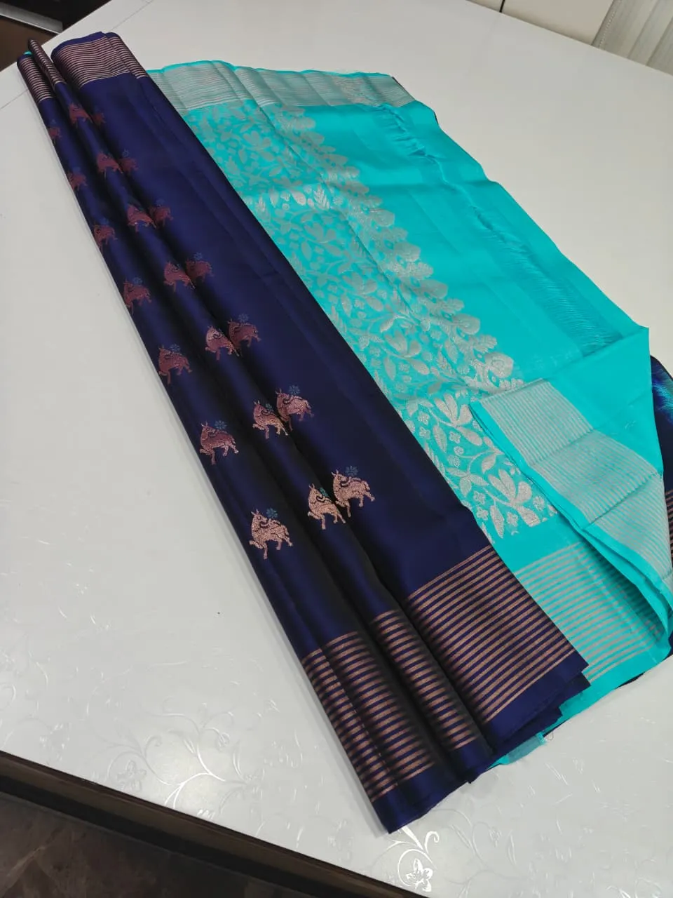 Yali Butta Floral Jaal Zari Kanchipuram Soft Silk Saree